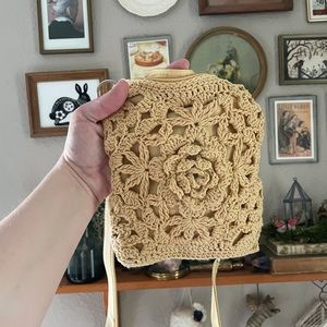 Vintage Yellow Crocheted Crossbody Bag